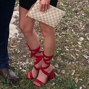 Red Lace-Up Heels